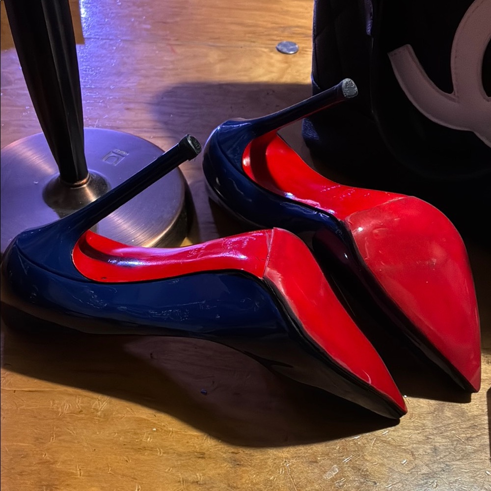Elegant Blue and Red bottoms Women's Heels